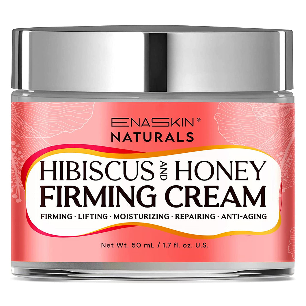 EnaSkin Hibiscus and Honey Firming Cream for Cellulite, Double Chin Reducer, Tightening Anti Aging Face Moisturizer for Women, Lotion Honey Anti-Wrinkle, for All Skin Types (1.7 Fl Oz)